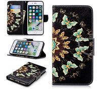 SATURCASE Case for Apple iPhone 7 Plus / 8 Plus, Unique Pattern PU Leather Flip Magnet Wallet Stand Card Slots Protective Cover for Apple iPhone 7 Plus / 8 Plus (BW-1)
