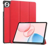 SATURCASE Case for Honor Pad 10 12.1 inch, PU Leather Flip Foldable Folio Stand Slim Light Auto Wake Up/Sleep Protective Tablet Cover (Red)