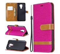 SATURCASE Case for Huawei Mate 30 Lite, Premium Jeans PU Leather Flip Magnet Wallet Stand Card Slots Protective Cover with Hand Strap for Huawei Mate 30 Lite (JE-Rose)