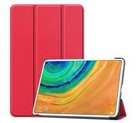 SATURCASE Case for Huawei MatePad Pro 10.8, PU Leather Flip Foldable Folio Stand Slim Light Weight Protective Tablet Cover with Auto Sleep/Wake Function (Red)