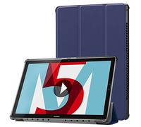 SATURCASE Case for Huawei MediaPad M5 10.8, PU Leather Flip Foldable Folio Stand Protective Tablet Cover (Dark Blue)