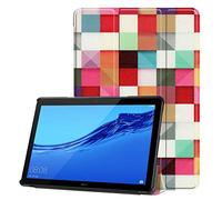 SATURCASE Case for Huawei MediaPad T5 10.1", Beautiful PU Leather Flip Foldable Folio Stand Slim Light Weight Protective Tablet Cover (KN-5)