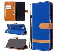 SATURCASE Case for Huawei P40 Lite/Nova 7i, Premium Jeans PU Leather Flip Magnet Wallet Stand Card Slots Protective Cover with Hand Strap for Huawei P40 Lite/Nova 7i (JE-Blue)