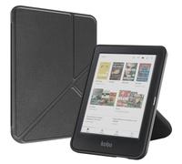 SATURCASE Case for Kobo Clara Colour/Clara BW/Clara 2E 6 inch, PU Leather Silicone Flip Folio Foldable Transformer Stand Ultra Slim Light Cover with Auto Sleep/Wake Function (Black)