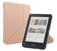 SATURCASE Case for Kobo Clara Colour/Clara BW/Clara 2E 6 inch, PU Leather Silicone Flip Folio Foldable Transformer Stand Ultra Slim Light Cover with Auto Sleep/Wake Function (Rose Gold)