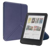 SATURCASE Case for Kobo Clara Colour/Clara BW/Clara 2E 6 inch, PU Leather Silicone Flip Folio Foldable Transformer Stand Ultra Slim Light Cover with Auto Sleep/Wake Function (Dark Blue)