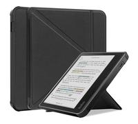 SATURCASE Case for Kobo Libra Colour 7 inch, PU Leather Silicone Flip Folio Foldable Transformer Stand Ultra Slim Light Protective Cover with Auto Sleep/Wake Function (Black)