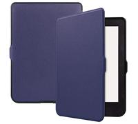 SATURCASE Case for Kobo Nia 6.0 2020, PU Leather Silicone Flip Folio Ultra Slim Light Protective Cover with Auto Sleep/Wake Function (Dark Blue)