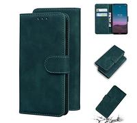 SATURCASE Case for Nokia 5.4, Comfortable Touch PU Leather Flip Dual Magnet Wallet Stand Card Slots Protective Cover for Nokia 5.4 (Green)