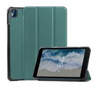 SATURCASE Case for Nokia T10, PU Leather Flip Foldable Folio Stand Slim Light Protective Tablet Cover (Green)