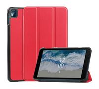 SATURCASE Case for Nokia T10, PU Leather Flip Foldable Folio Stand Slim Light Protective Tablet Cover (Red)
