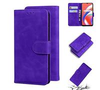SATURCASE Case for Realme C12 / Narzo 20, Comfortable Touch PU Leather Flip Dual Magnet Wallet Stand Card Slots Protective Cover for Realme C12 / Narzo 20 (Purple)