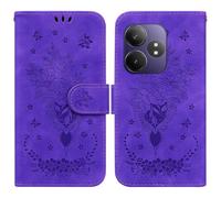 SATURCASE Case for Realme GT 6 6T / GT Neo 6 / GT Neo 6 SE, Rose Flower PU Leather Flip Dual Magnet Wallet Stand Card Slots Hand Strap Protective Cover (MG-Purple)