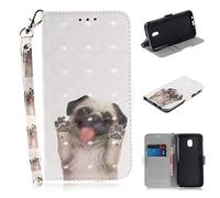 SATURCASE Case for Samsung Galaxy J3 2018, Beautiful 3D Pattern PU Leather Flip Magnet Wallet Stand Card Slots Protective Cover with Hand Strap for Samsung Galaxy J3 2018/J3 Star/Amp Prime 3 (TD-15)