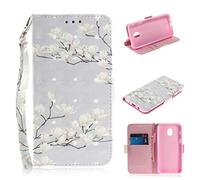 SATURCASE Case for Samsung Galaxy J3 2018, Beautiful 3D Pattern PU Leather Flip Magnet Wallet Stand Card Slots Protective Cover with Hand Strap for Samsung Galaxy J3 2018/J3 Star/Amp Prime 3 (TD-11)