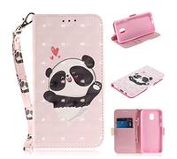 SATURCASE Case for Samsung Galaxy J3 2018, Beautiful 3D Pattern PU Leather Flip Magnet Wallet Stand Card Slots Protective Cover with Hand Strap for Samsung Galaxy J3 2018/J3 Star/Amp Prime 3 (TD-9)