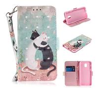 SATURCASE Case for Samsung Galaxy J3 2018, Beautiful 3D Pattern PU Leather Flip Magnet Wallet Stand Card Slots Protective Cover with Hand Strap for Samsung Galaxy J3 2018/J3 Star/Amp Prime 3 (TD-5)
