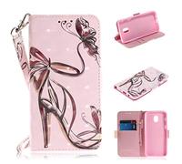 SATURCASE Case for Samsung Galaxy J3 2018, Beautiful 3D Pattern PU Leather Flip Magnet Wallet Stand Card Slots Protective Cover with Hand Strap for Samsung Galaxy J3 2018/J3 Star/Amp Prime 3 (TD-6)