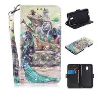 SATURCASE Case for Samsung Galaxy J3 2018, Beautiful 3D Pattern PU Leather Flip Magnet Wallet Stand Card Slots Protective Cover with Hand Strap for Samsung Galaxy J3 2018/J3 Star/Amp Prime 3 (TD-12)