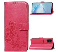 SATURCASE Case for Samsung Galaxy S20 Plus, Lucky Clover PU Leather Flip Magnet Wallet Stand Card Slots Protective Cover with Hand Strap for Samsung Galaxy S20 Plus (Rose)