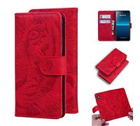 SATURCASE Case for Sony Xperia L4, Cool Tiger Embossing PU Leather Flip Dual Magnet Wallet Stand Card Slots Protective Cover for Sony Xperia L4 (Red)