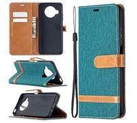 SATURCASE Case for Xiaomi Mi 10T Lite, Premium Jeans PU Leather Flip Magnet Wallet Stand Card Slots Protective Cover with Hand Strap for Xiaomi Mi 10T Lite (JE-Green)