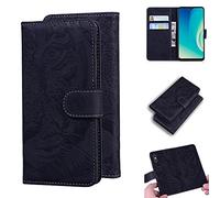 SATURCASE Case for ZTE Blade A7S 2020, Cool Tiger Embossing PU Leather Flip Dual Magnet Wallet Stand Card Slots Protective Cover for ZTE Blade A7S 2020 (Black)
