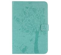 SATURCASE Cat Tree Embossing PU Leather Flip Magnet Wallet Stand Card Slots Protective Case Cover for Samsung Galaxy Tab A 8.0 SM-T350 (Green)