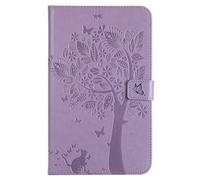SATURCASE Cat Tree Embossing PU Leather Flip Magnet Wallet Stand Card Slots Protective Case Cover for Samsung Galaxy Tab A 8.0 (2017) SM-T380 T385 (Purple)