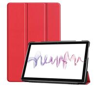 SATURCASE PU Leather Flip Foldable Folio Stand Protective Tablet Case Cover with Auto Sleep/Wake Function for Huawei MediaPad M6 10.8 (Red)