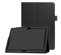 SATURCASE PU Leather Flip Folding Folio Stand Protective Tablet Case Cover for Huawei MediaPad T3 10 9.6" (Black)