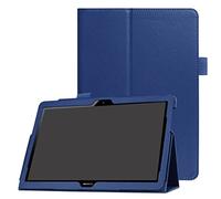 SATURCASE PU Leather Flip Folding Folio Stand Protective Tablet Case Cover for Huawei MediaPad T3 10 9.6" (Dark Blue)