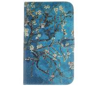 SATURCASE PU Leather Flip Magnet Wallet Stand Card Slots Case Cover for Samsung Galaxy Tab 3 8.0 SM-T310 Plum Flower