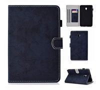 SATURCASE Retro Style PU Leather Flip Magnet Wallet Stand Card Slots Case Cover for Samsung Galaxy Tab A 8.0 (2017) SM-T380 T385 (Dark Blue)