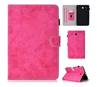 SATURCASE Retro Style PU Leather Flip Magnet Wallet Stand Card Slots Case Cover for Samsung Galaxy Tab E 9.6 SM-T560 T561 (Rose)
