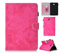 SATURCASE Retro Style PU Leather Flip Magnet Wallet Stand Card Slots Case Cover for Samsung Galaxy Tab A 10.1 (2016) SM-T580 T585 (Rose)