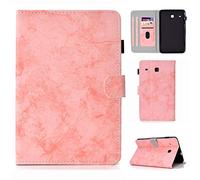 SATURCASE Retro Style PU Leather Flip Magnet Wallet Stand Card Slots Case Cover for Samsung Galaxy Tab E 8.0 T375 T377 (Pink)