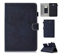 SATURCASE Retro Style PU Leather Flip Magnet Wallet Stand Card Slots Case Cover for Samsung Galaxy Tab E 9.6 SM-T560 T561 (Dark Blue)