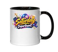 Saturday Party Celebration with Drinks and Music Ceramic Tea Coffee Mug Black
