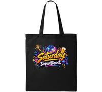 Saturday Party Celebration with Drinks and Music Natural Cotton Tote Bag Black