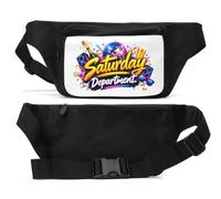 Saturday Party Celebration with Drinks and Music Unisex Waist Bag Black