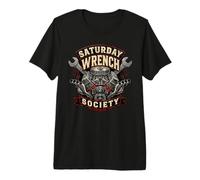 Saturday Wrench Society V8 Engine Mechanic Garage Art Premium T-Shirt