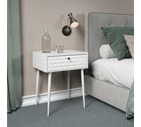 Core Products Saturn 1-Drawer Metal Bedside Cabinet, Eccentric Art-Deco Nigthstand - White