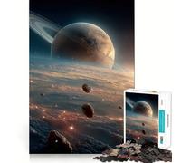 Saturn And Asteroids in Space 1000 Piece Jigsaw Puzzles for Adults Teenagers Wise Think Toy Stress Relief Clear Cut (50x75cm)