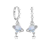 Saturn Earrings: Space Planet Design, Hanging Style, Shiny Metal Finish, Celestial Accessory | for Women's Outfits, Party Wear, Events, Travel Style, Consulte la descripción, See description, See