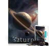 Saturn in Galaxy Space Jigsaw Puzzles 1000 Pieces for Adults Logic Sense Toy Leisure Time Smooth Edge Seasonal Gift (50x75cm)