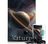 Saturn in Galaxy Space Jigsaw Puzzles for Teenagers 1000 Piece Wise Think Toy Gentle Leisure Tight Cut Santa Wish List (38x52cm)