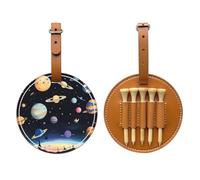 Saturn Jupiter Earth Black Printed golf tee storage bag - portable design, easy to organize tee, Brown, One Size