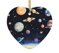 Saturn Jupiter Earth Ceramic Heart Shaped Ornaments Fashionable and Novel Christmas Tree Decorations