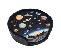 Saturn Jupiter Earth Coasters.Elegant, soft, easy to clean, and non-slip, suitable for home, office, and kitchen | 6-pack with storage box